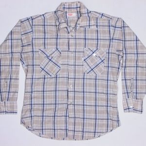 70s Vintage Levis White Tab Plaid Shirt M